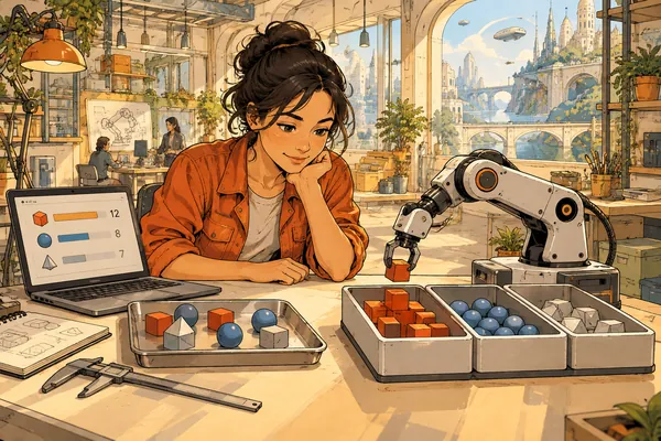 Illustration manga — Premier projet d’IA : choisir une tâche mesurable